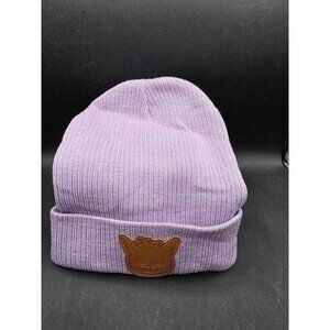 Pokemon Gengar Knit Beanie Hat Lavender Purple Ribbed Cuffed Design Brown Faux